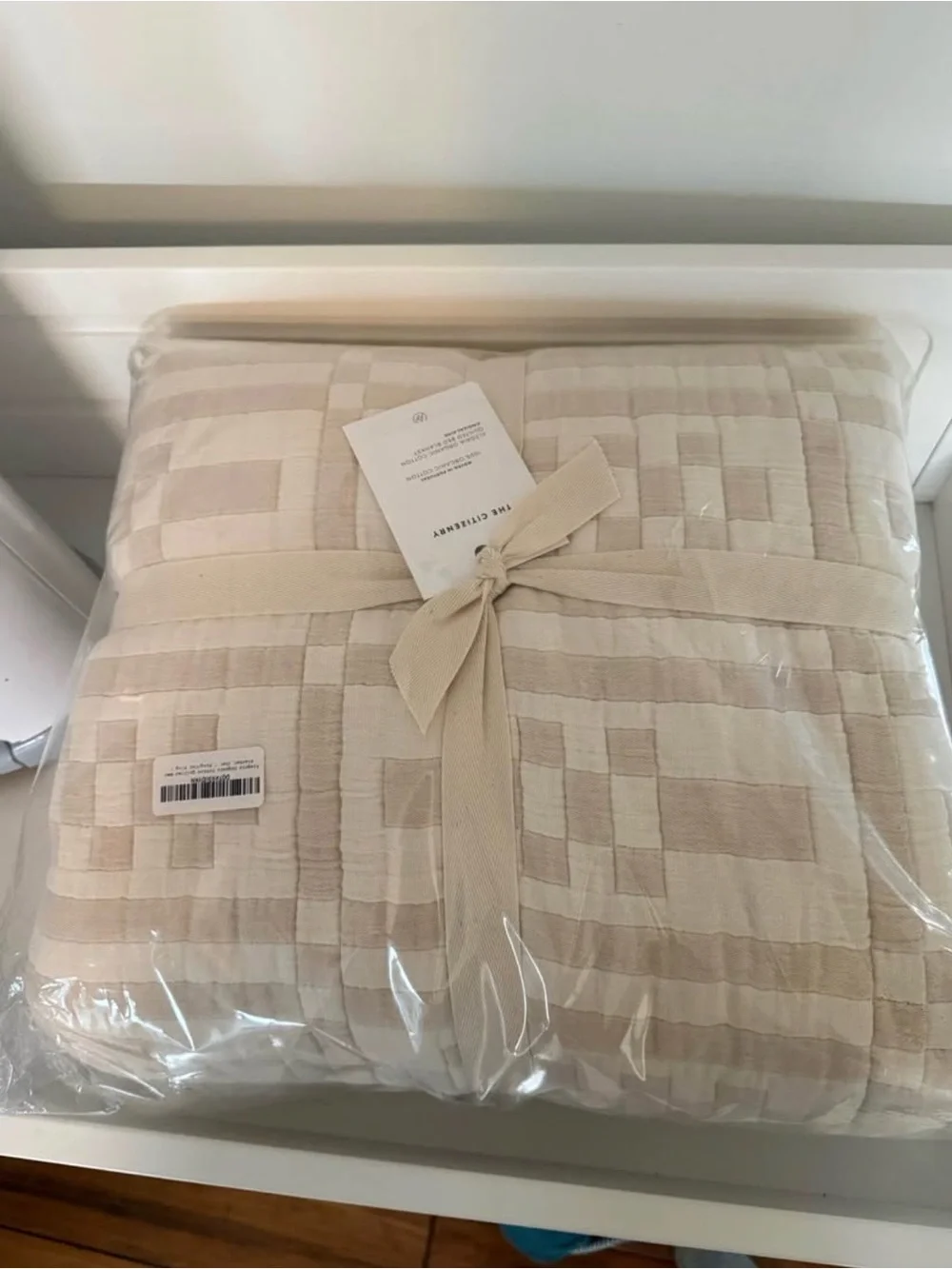 Alegria Quilted Organic Cotton Coverlet in Light Beige
